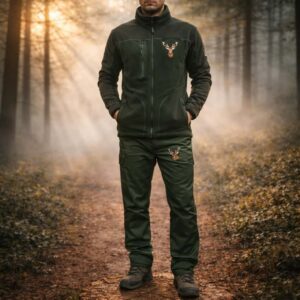 Costumul Vânătorului Profesionist cu Cerb Brodat – jachetă și pantaloni pentru vânătoare, drumeții și outdoor – imagine 2