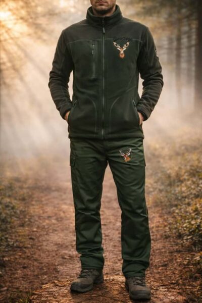 Costumul Vânătorului Profesionist cu Cerb Brodat – jachetă și pantaloni pentru vânătoare, drumeții și outdoor – imagine 2