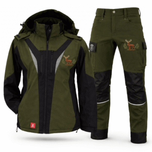 Costum de Vânătoare Softshell cu Cerb Brodat – Jachetă și Pantaloni, Echipament Outdoor