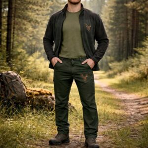 Costumul Vânătorului Profesionist cu Cerb Brodat – jachetă,tricou si pantaloni pentru vânătoare, drumeții și outdoor – imagine 2