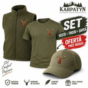 Set Vesta,Tricou si sapca Vânătoare cu Cerb brodat